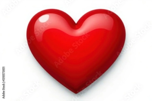 Fototapeta Vibrant red heart sticker, glossy finish, isolated on white , element, texture, symbol