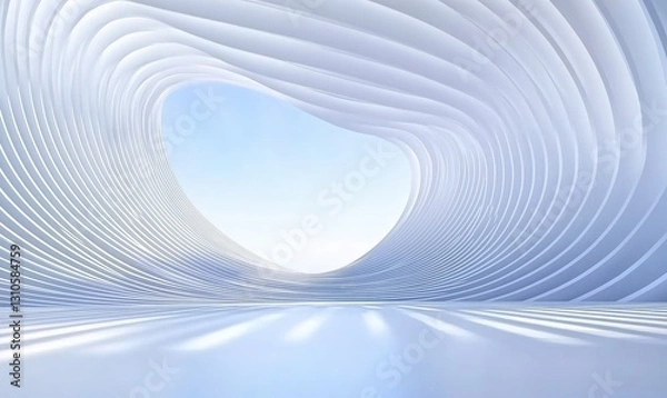 Fototapeta Serene Abstract Architecture Embracing Soft Natural Light with Fluid White Curves