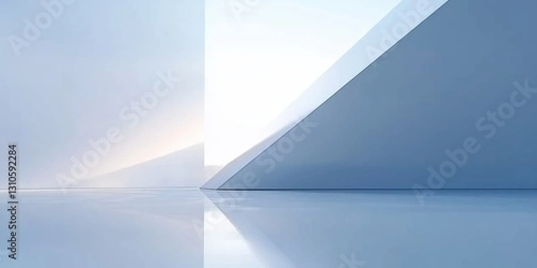 Fototapeta Elegant Geometric Shapes Intersecting in a Soft Blue Environment with Minimalist Aesthetic