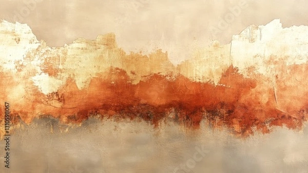 Fototapeta Abstract layered painting portraying different earthy tones and colors on canvas