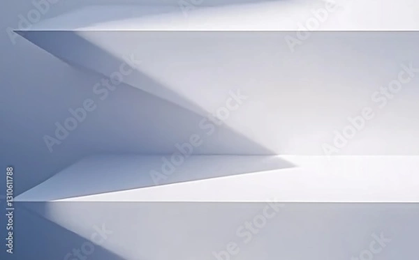 Fototapeta Minimalist Geometric Shelves Casting Soft Shadows in a Bright Contemporary Space
