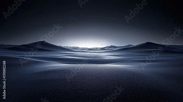 Fototapeta Serene Ocean Waves Under a Mystical Blue Twilight with Gentle Light Reflection
