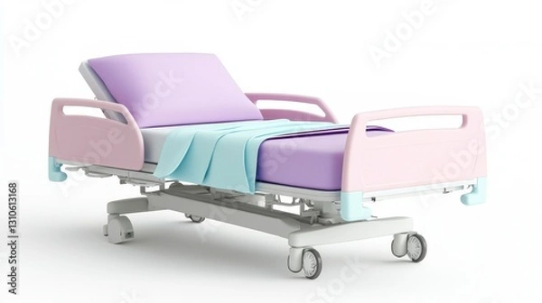 Fototapeta Stylish Hospital Bed Design with Soft Colors for Patient Comfort