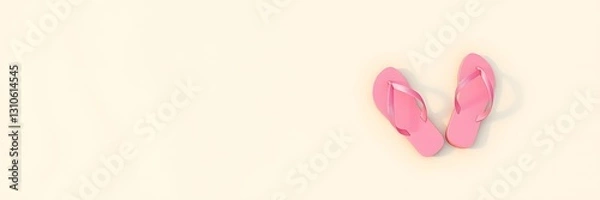 Fototapeta Pink flip flops on white background