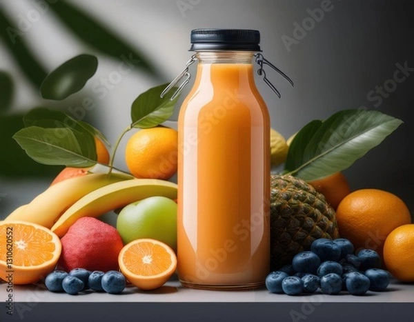 Obraz Fresh cold-pressed juices bursting with vibrant natural fruity goodness