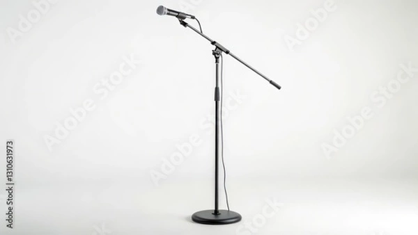 Fototapeta Microphone on Stand, Isolated on White