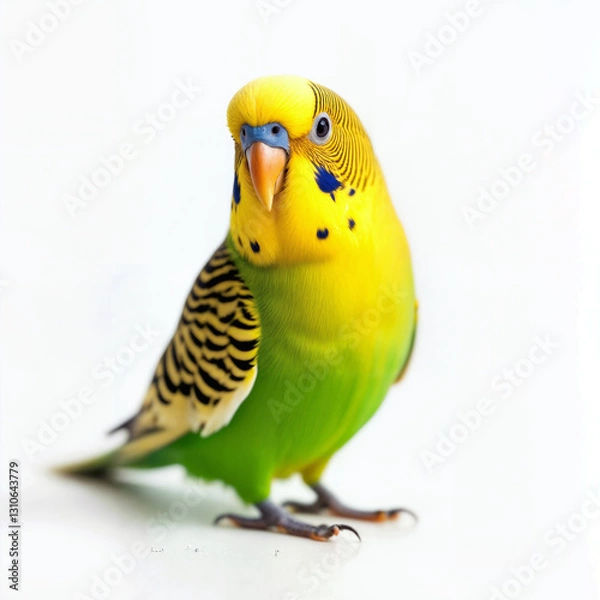 Obraz Vibrant Budgerigar on White