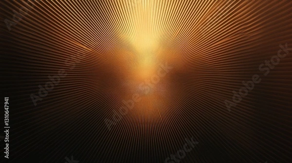 Fototapeta An abstract golden image with radiating lines and center glow