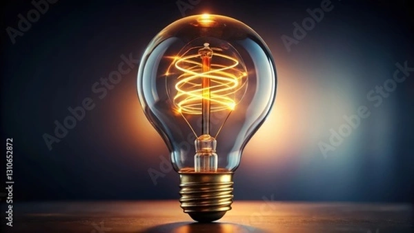 Fototapeta A close-up shot of a light bulb with a unique spiral filament design
