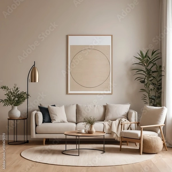 Fototapeta Modern Beige Living Room Interior Design