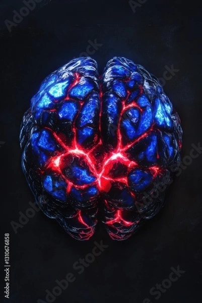Fototapeta Fiery Brain: A Digital Exploration of the Mind's Inner Workings