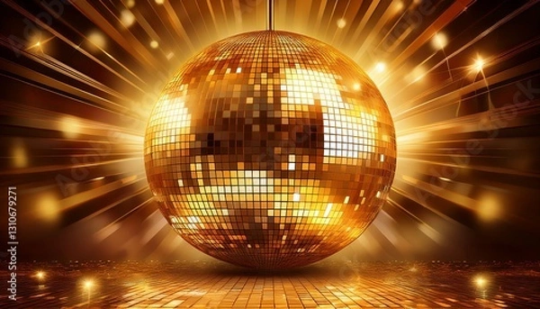 Obraz image of a shiny gold disco ball