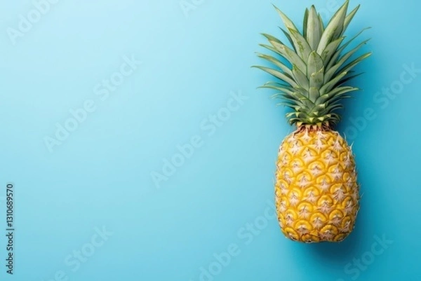 Obraz Vibrant Pineapple on a Blue Background: A Lively and Fresh Tropical Fruit Perfect for Summer Decor and Culinary Uses