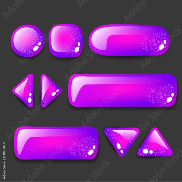 Fototapeta purple glass button for design mobile games