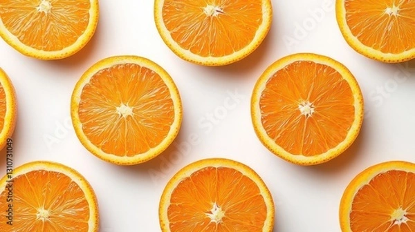 Fototapeta Orange Slices Pattern on White Background (1)