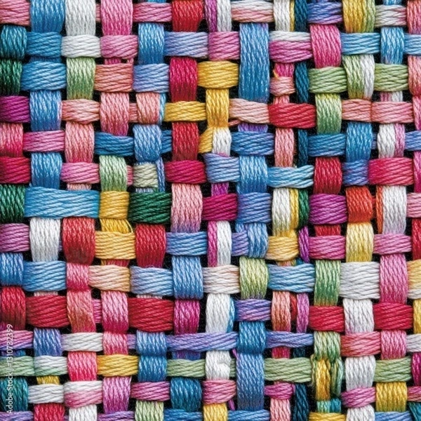 Fototapeta Colorful woven threads texture background.