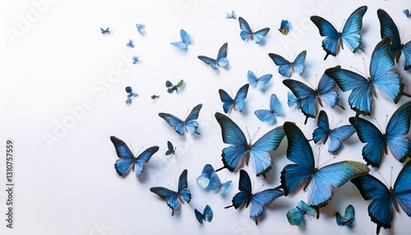 Fototapeta 작고 파란색 나비가 날아오른다