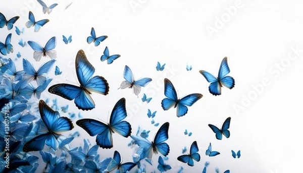 Fototapeta 작고 파란색 나비가 날아오른다