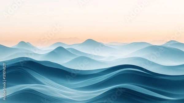 Obraz An abstract landscape of rolling hills with a pastel sky