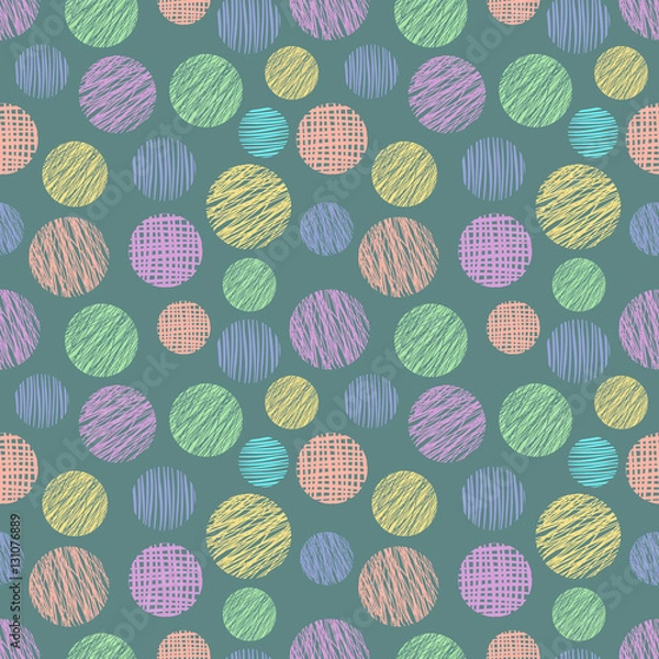 Fototapeta Seamless vector  geometrical pattern with circle Blue pastel  endless background with  hand drawn textured geometric figures Graphic  illustration Template for wrapping, web backgrounds, wallpaper