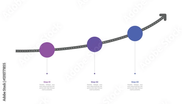 Fototapeta Road Arrow Infographic Template Design with 3 Steps