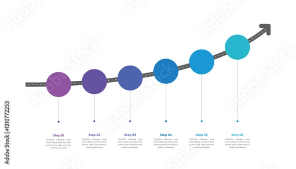 Obraz Road Arrow Infographic Template Design with 6 Steps