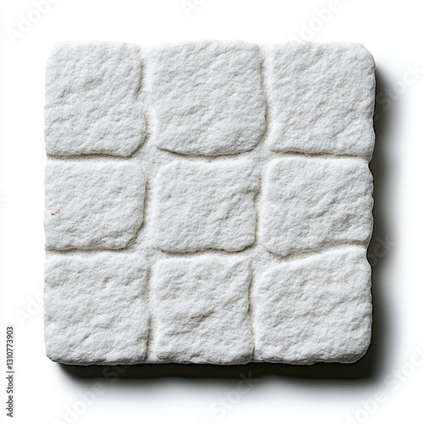 Fototapeta Square White Textured Dessert with Embossed Grid Pattern