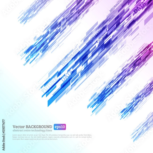 Obraz Abstract retro technology lines. Information transfer. Stream of information. Data transfer. Abstract techno background. Stock vector. eps 10