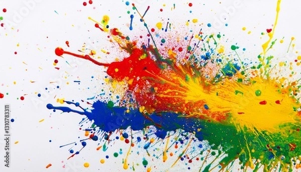 Fototapeta 흰색 배경 위에 선명한 물감이 흩뿌려진 모습