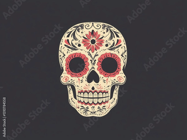 Fototapeta Day of the Dead sugar skull isolated on a color background