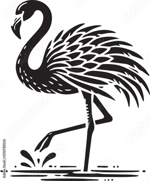 Fototapeta vector illustration of a flamingo, black flamingo silhouette vector, flamingo logo vector, flamingo silhouette vector black and white