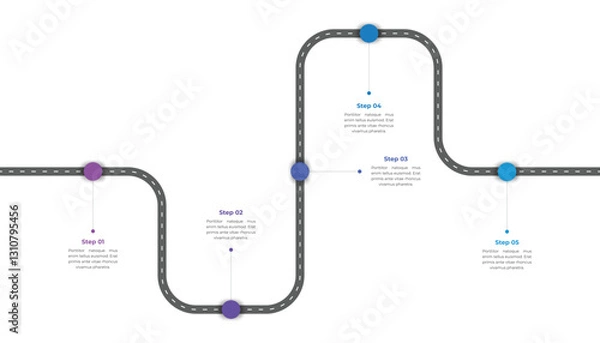 Obraz Roadmap Timeline Journey Infographic with 5 steps for Business Presentation