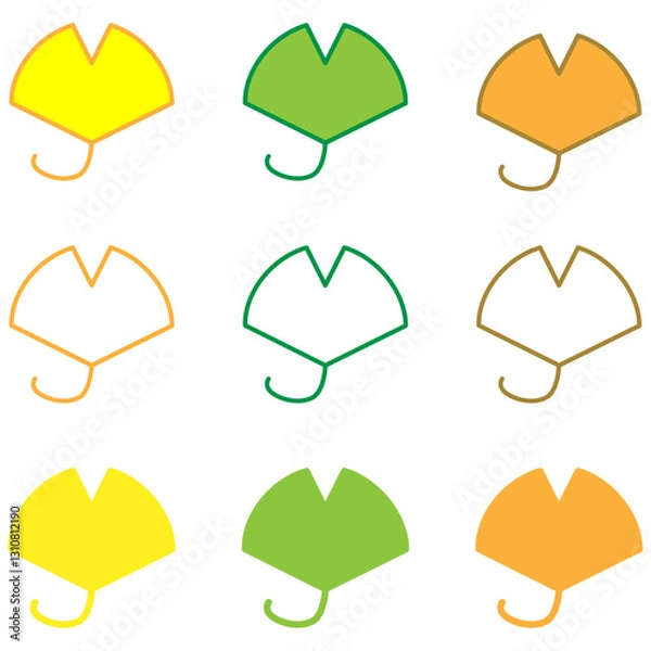 Obraz 9種のイチョウの葉