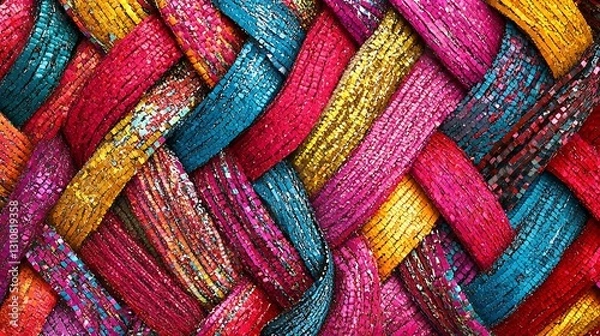 Obraz Colorful woven texture background.