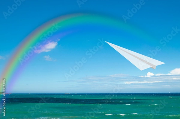 Obraz 海と虹と紙飛行機-1