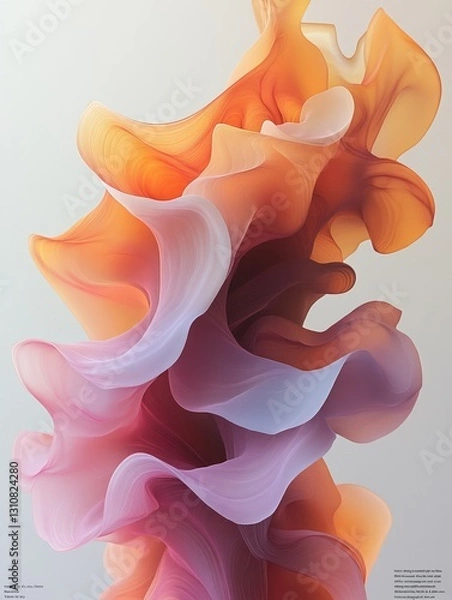 Fototapeta Abstract close-up of flowing silk waves, organic fractal pattern, pastel color, fantasy background, digital art, artistic, smooth texture.