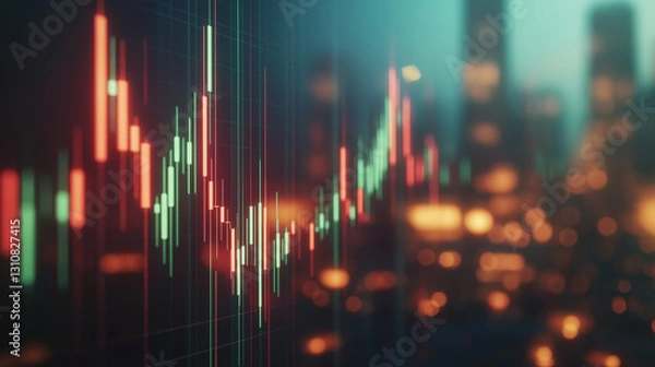 Fototapeta Minimalistic candlestick chart with clean design, symbolizing modern financial analysis and simplicity.