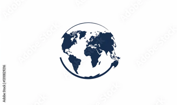 Fototapeta Stylized Blue Globe Illustration with Minimalist Design Elements