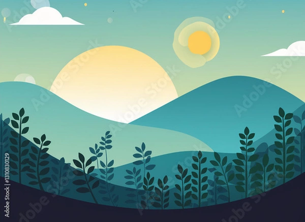 Fototapeta landscape with mountains and blue sky