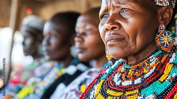 Fototapeta African Maasai Women in Traditional Attire