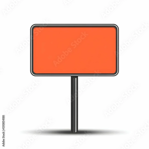 Fototapeta Blank Orange Sign on a Black Pole Ready for Custom Text Message