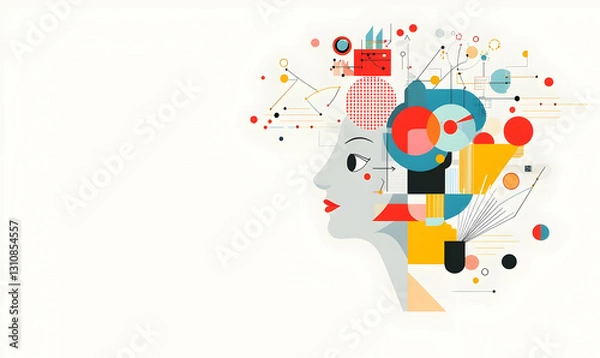 Fototapeta Abstract Profile Illustration with Colorful Geometric Shapes