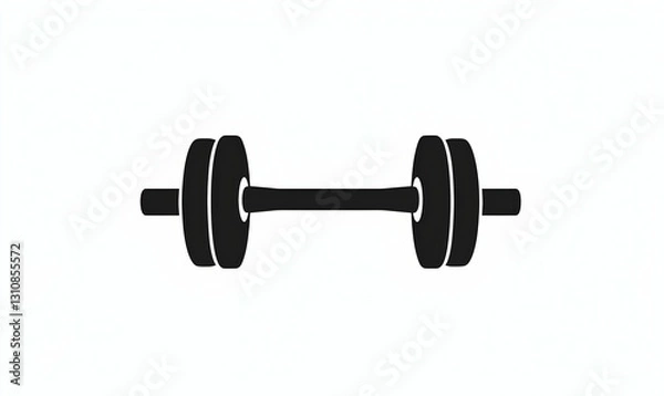 Fototapeta Simple Silhouette of Dumbbell on White Background for Fitness Concepts