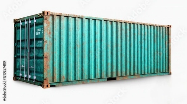 Fototapeta Weathered Shipping Container with Rusty Surface and Unique Coloration