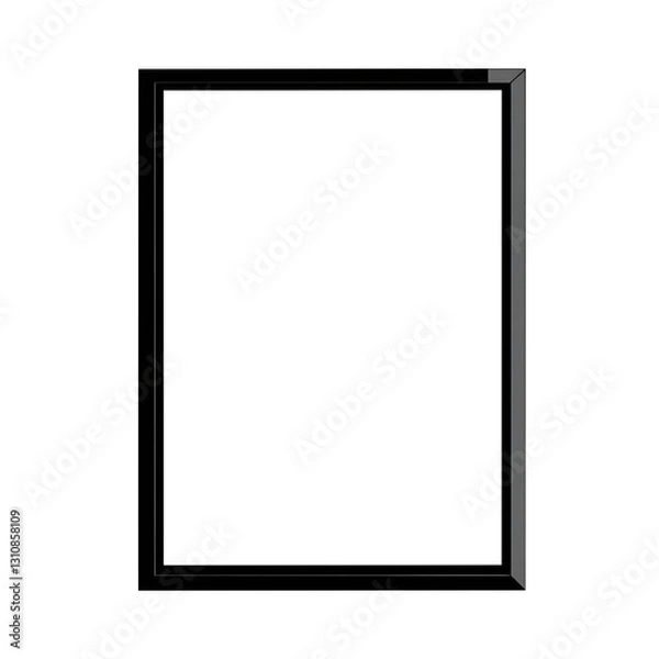 Fototapeta Vector illustration of a black picture frame isolated on transparent white background, clipping path, pen tool.