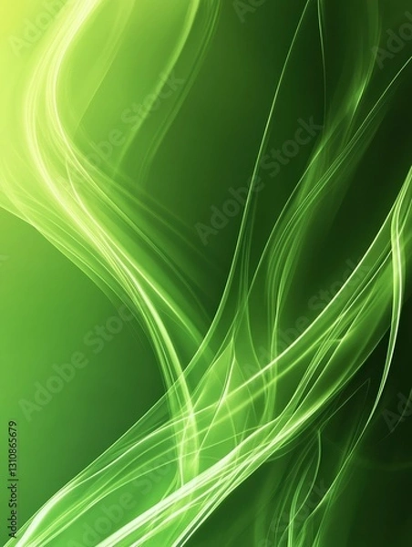 Obraz Abstract Close-up Flowing green light streaks on dark background. Modern concept, energy, technology.