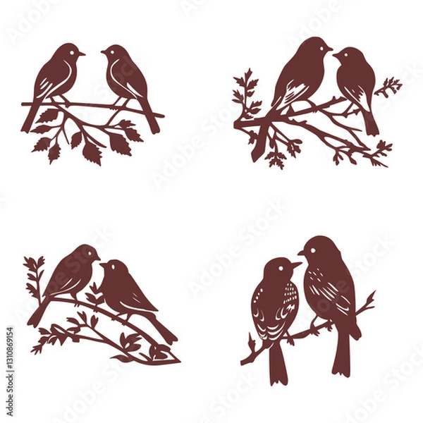Fototapeta symbol of love bird on a branch represents calm and balance of nature
