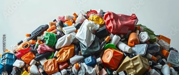 Fototapeta Detailed view of a massive garbage dump showcasing towering piles of waste and discarded materials