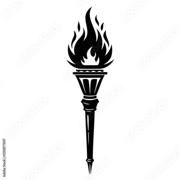 Fototapeta High-Quality Torch Silhouette in Black | Hand-Sketched, Realistic, Transparent Background PNG & Vector