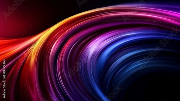 Fototapeta Abstract swirling vibrant color waves for dark background.